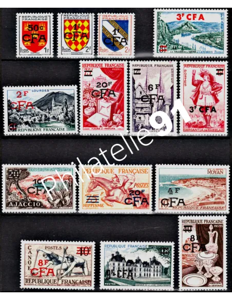 Timbres de REUNION - CFA n° 307 à 319 *(1953-54)