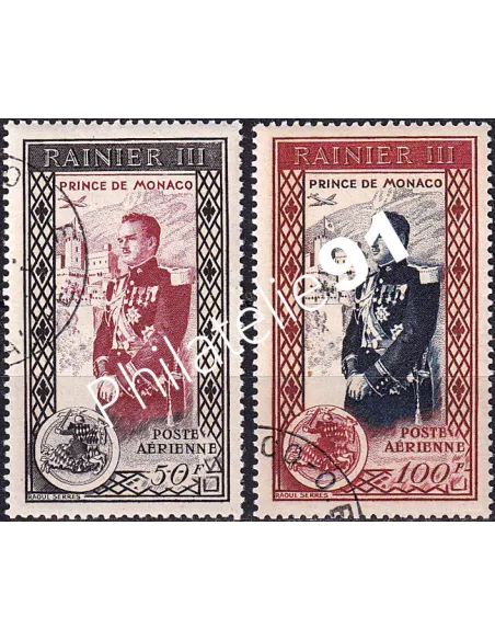 Monaco, PA n° 49 à 50 oblitérés, collection timbres Monaco