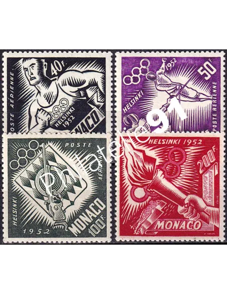 Monaco, PA n° 51 à 54 charnière, collection timbres Monaco