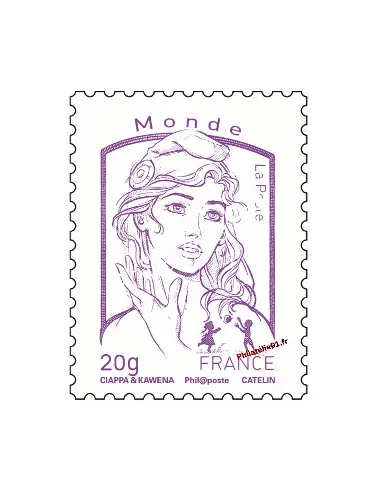 Timbre de France n° 4769 - Monde 20 g., violet - Marianne et la jeunesse. Type Marianne de Ciappa et Kawena
