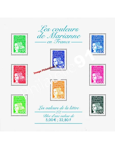 BF 42, Les couleurs de Marianne en Francs, collection timbres France