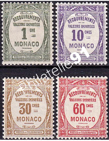 Monaco, timbres-taxe n° 13 à 16 neufs, collection timbres Monaco