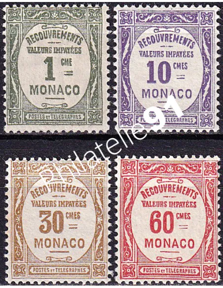Monaco, timbres-taxe n° 13 à 16 neufs, collection timbres Monaco