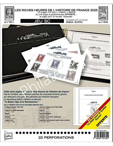 Jeu SC Les riches heures de l'histoire de france 2025, matériel philatélie