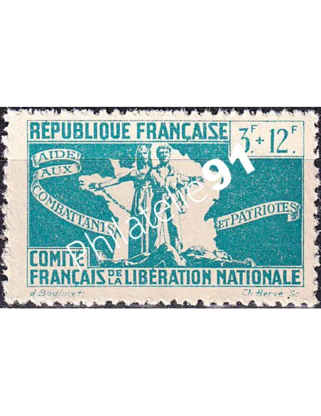 France Libre, n° 3 neuf, timbres des colonies françaises