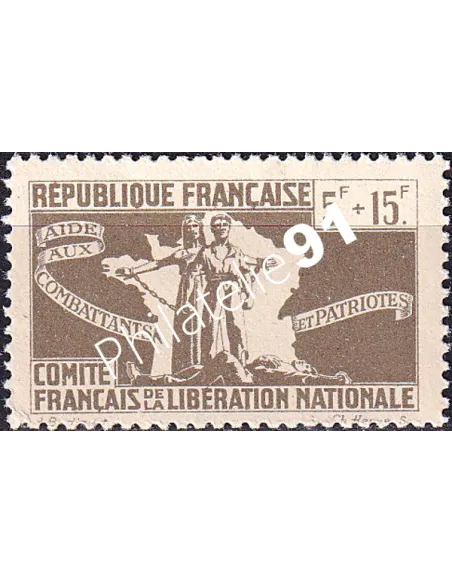 France Libre, n° 4 neuf, timbres des colonies françaises