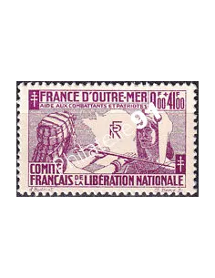 France Libre, n° 5 neuf, timbres des colonies françaises