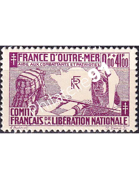 France Libre, n° 5 neuf, timbres des colonies françaises