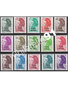 Timbres de ST PIERRE ET MIQUELON n° 455 à 469 - Mariannes de Gandon