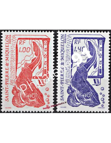 Timbres de Saint PIERRE ET MIQUELON n° 472 à 473 - LA PECHE