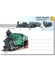 Finlande, entier postal thématique trains,  tilmbres Thématiques