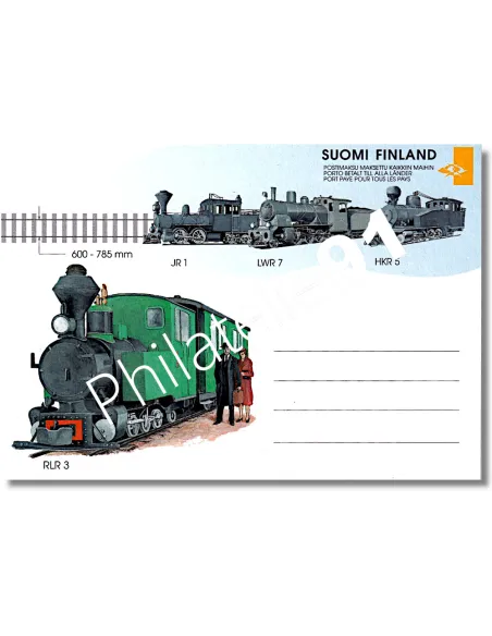 Finlande, entier postal thématique trains,  tilmbres Thématiques