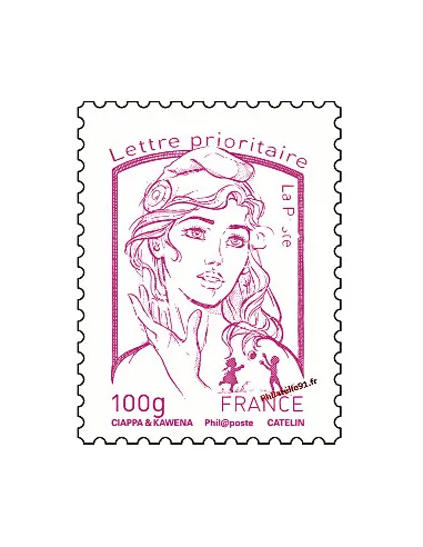 Timbre de France n° 4772 - lettre prioritaire 100 g - fuchsia - Marianne et la jeunesse. Type Marianne de Ciappa et Kawena