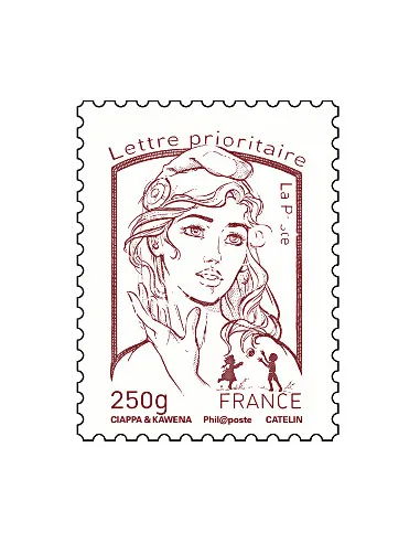 Timbre de France n° 4772 - lettre prioritaire 250 g, brun-prune - Marianne et la jeunesse. Type Marianne de Ciappa et Kawen