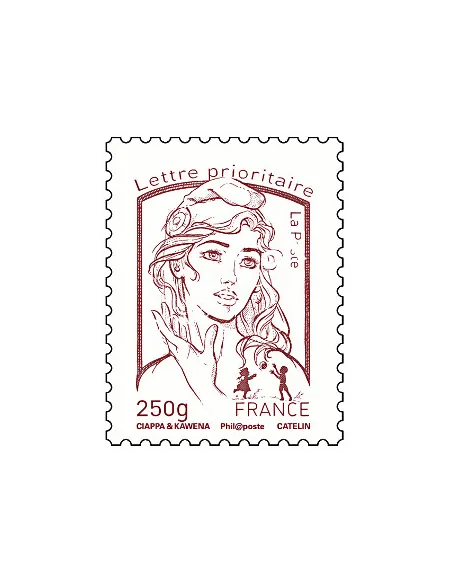 Timbre de France n° 4772 - lettre prioritaire 250 g, brun-prune - Marianne et la jeunesse. Type Marianne de Ciappa et Kawen