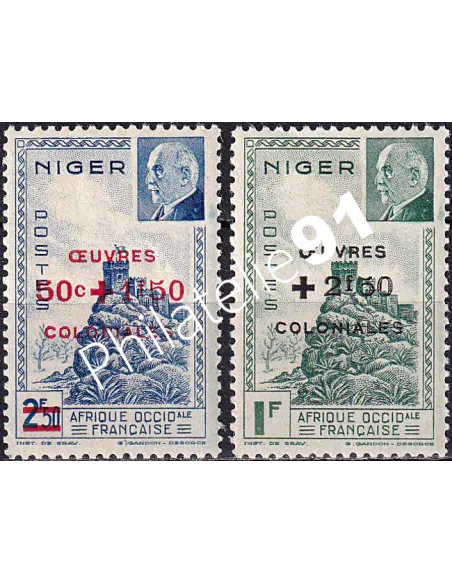 Timbres du NIGER n° 95 à 96 charnière, Timbres des colonies françaises
