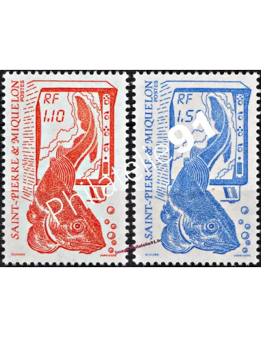 ST PIERRE ET MIQUELON n° 480 à 481, la pêche, timbres des Dom Tom