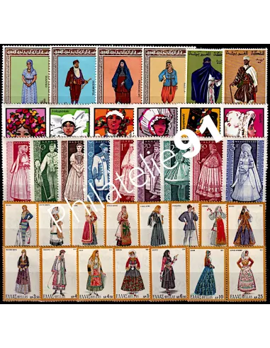 Timbres tous pays, Thème costumes, Lot de timbres tous pays