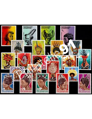 Timbres tous pays, Thème coiffes et coiffures, Lot de timbres tous pays
