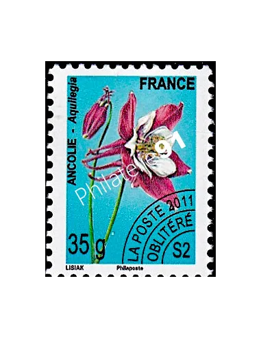Timbre Préoblitéré n° 260 A - Fleurs - Ancolie