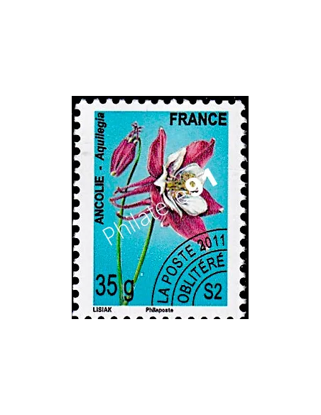 Timbre Préoblitéré n° 260 A - Fleurs - Ancolie