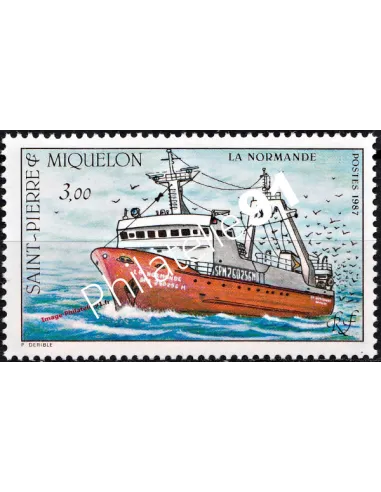 ST PIERRE ET MIQUELON n°482, Chalutier La Normande, timbre des Dom Tom