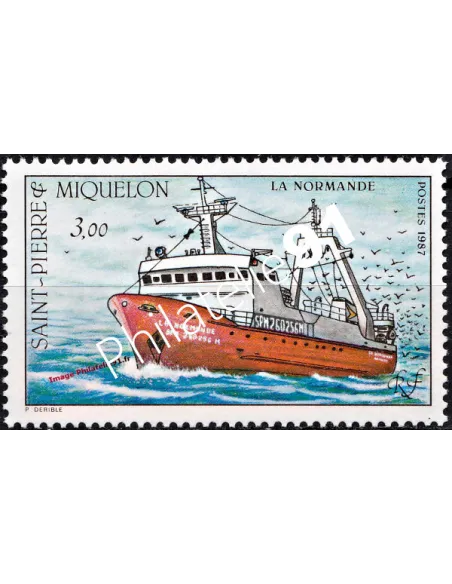 ST PIERRE ET MIQUELON n°482, Chalutier La Normande, timbre des Dom Tom