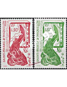 ST PIERRE ET MIQUELON n° 490 - 491, la pêche, Timbres des Dom-Tom