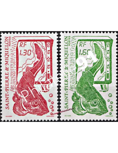 ST PIERRE ET MIQUELON n° 490 - 491, la pêche, Timbres des Dom-Tom