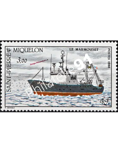 Saint PIERRE ET MIQUELON n° 493, chalutier, Timbres des Dom-Tom