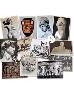 Lot de 12 cartes postales archéologie, timbres thématiques