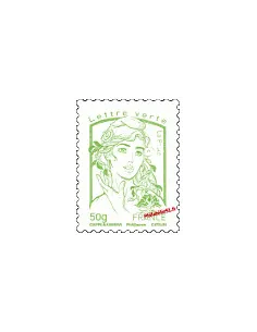 Timbre de France n° 4775 -  lettre verte 50 g, vert-jaune - Marianne et la jeunesse. Type Marianne de Ciappa et Kawena