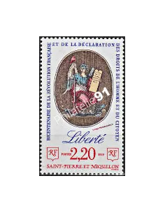 Timbre de ST PIERRE ET MIQUELON n° 499, La Liberté, Collection Dom-Tom