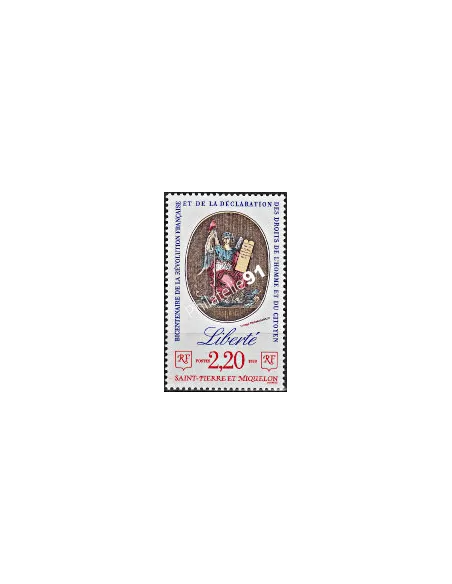 Timbre de ST PIERRE ET MIQUELON n° 499, La Liberté, Collection Dom-Tom