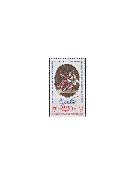 Timbre de ST PIERRE ET MIQUELON n° 500, l'Egalité, Collection Dom-Tom