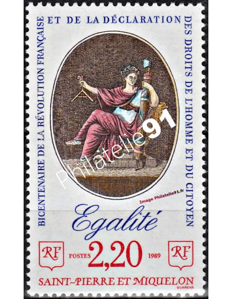 Timbre de ST PIERRE ET MIQUELON n° 500, l'Egalité, Collection Dom-Tom