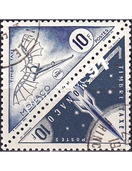 Monaco, timbres-taxe n° 48 à 49 oblitérés, en paire, timbres Monaco