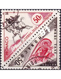 Monaco, timbres-taxe n° 52 à 53 oblitérés, en paire, timbres Monaco