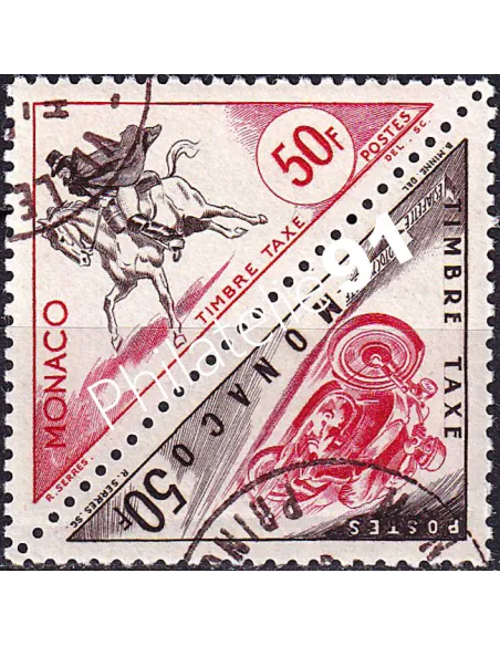 Monaco, timbres-taxe n° 52 à 53 oblitérés, en paire, timbres Monaco