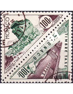 Monaco, timbres-taxe n° 54 à 55 oblitérés, en paire, timbres Monaco