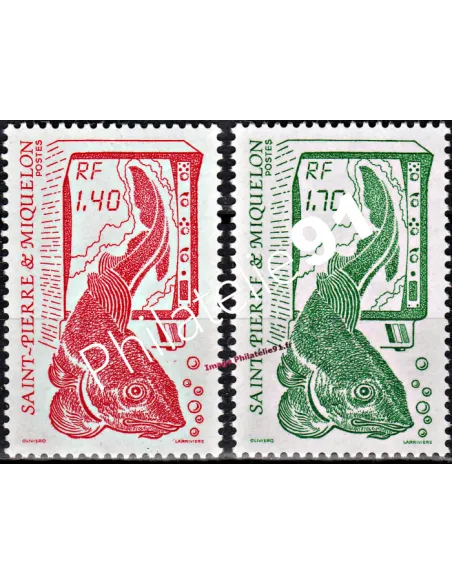 Timbres de ST PIERRE ET MIQUELON n°502-503, pêche, Collection Dom-Tom