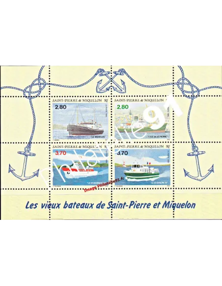 Bloc n° 4 de ST PIERRE et MIQUELON, Vieux bateaux, collection Dom-Tom