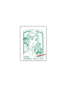 Timbre de France n° 4776 -  lettre verte 100 g, vert foncé- Marianne et la jeunesse. Type Marianne de Ciappa et Kawena