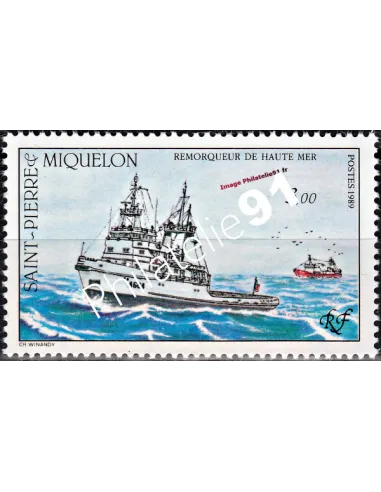 Timbre ST PIERRE ET MIQUELON n°510, Remorqueur, Collection Dom-Tom