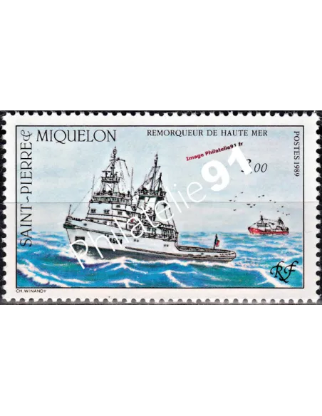 Timbre ST PIERRE ET MIQUELON n°510, Remorqueur, Collection Dom-Tom