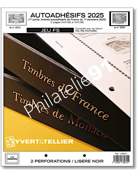 Jeu Yvert et Tellier France adhésifs FS 2025, matériel philatélique