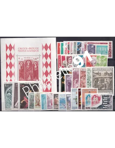 Année complète de timbres de Monaco - Année 1973 - Neuve