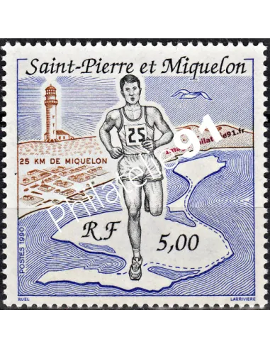 Timbre de ST PIERRE ET MIQUELON n° 522, sport, Collection Dom-Tom