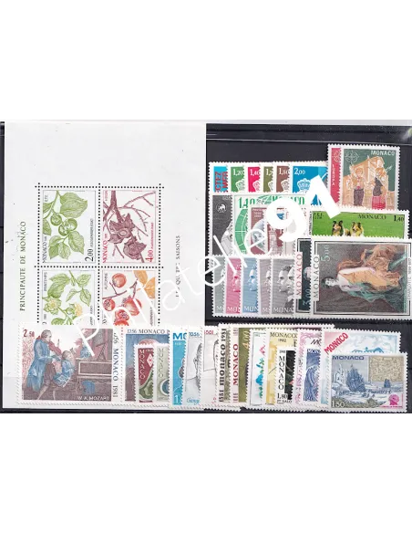 Année complète de timbres de Monaco 1981 - Neuve