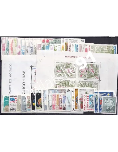 Timbres de Monaco - Année complète 1986 neuve
